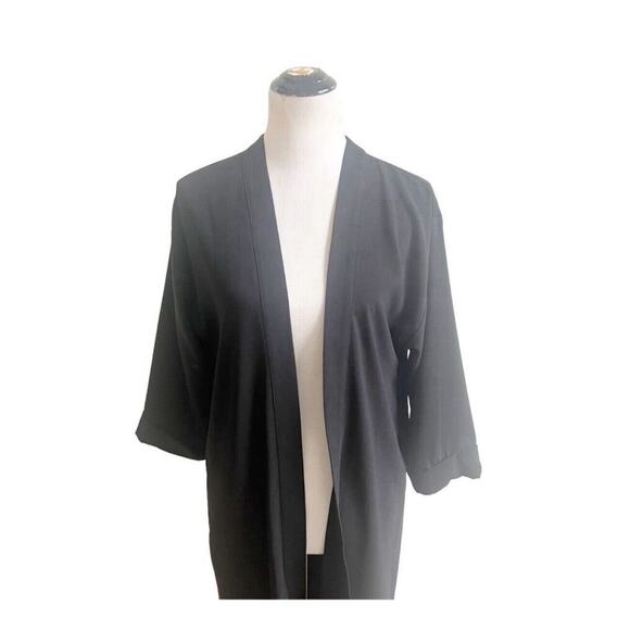 Top Shop Solid Black Longline Open Front Cardigan Size 6 Lagenlook Minimalist - Picture 4 of 13